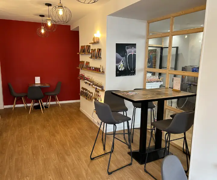 L'espace dégustation de la chocolaterie